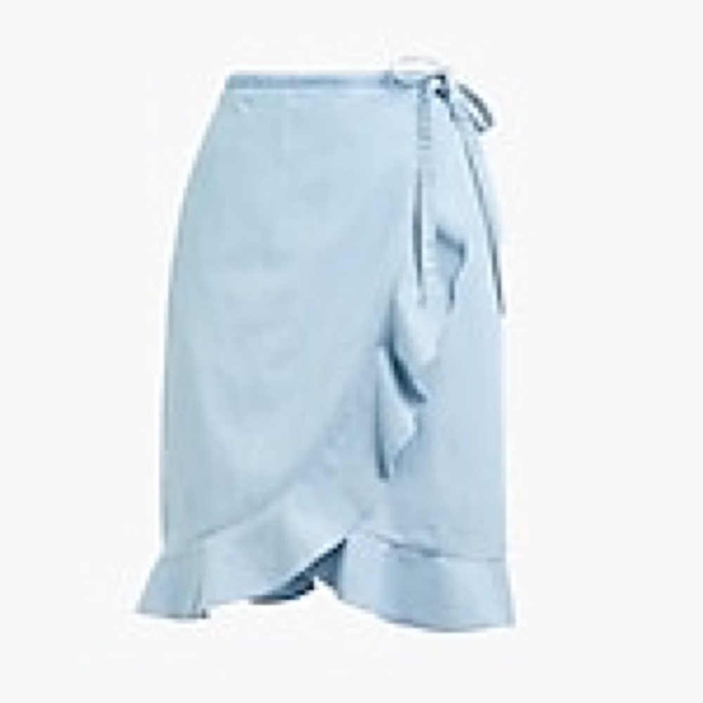 Blue wash faux wrap skirt